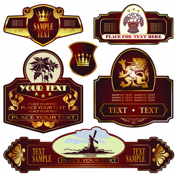 free vector The classic europeanstyle bottle label 03 vector